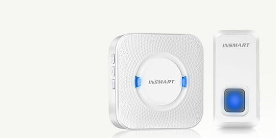 INSMART ワイヤレスチャイム インターホン ワイヤレスベル 電池式 ドアベル 呼び出しベル 呼び鈴 玄関チャイム チャイムコード 呼び出しチャイムセット LEDライト付 IP55防水 防塵 超長300Mの無線作業範囲 設置簡単